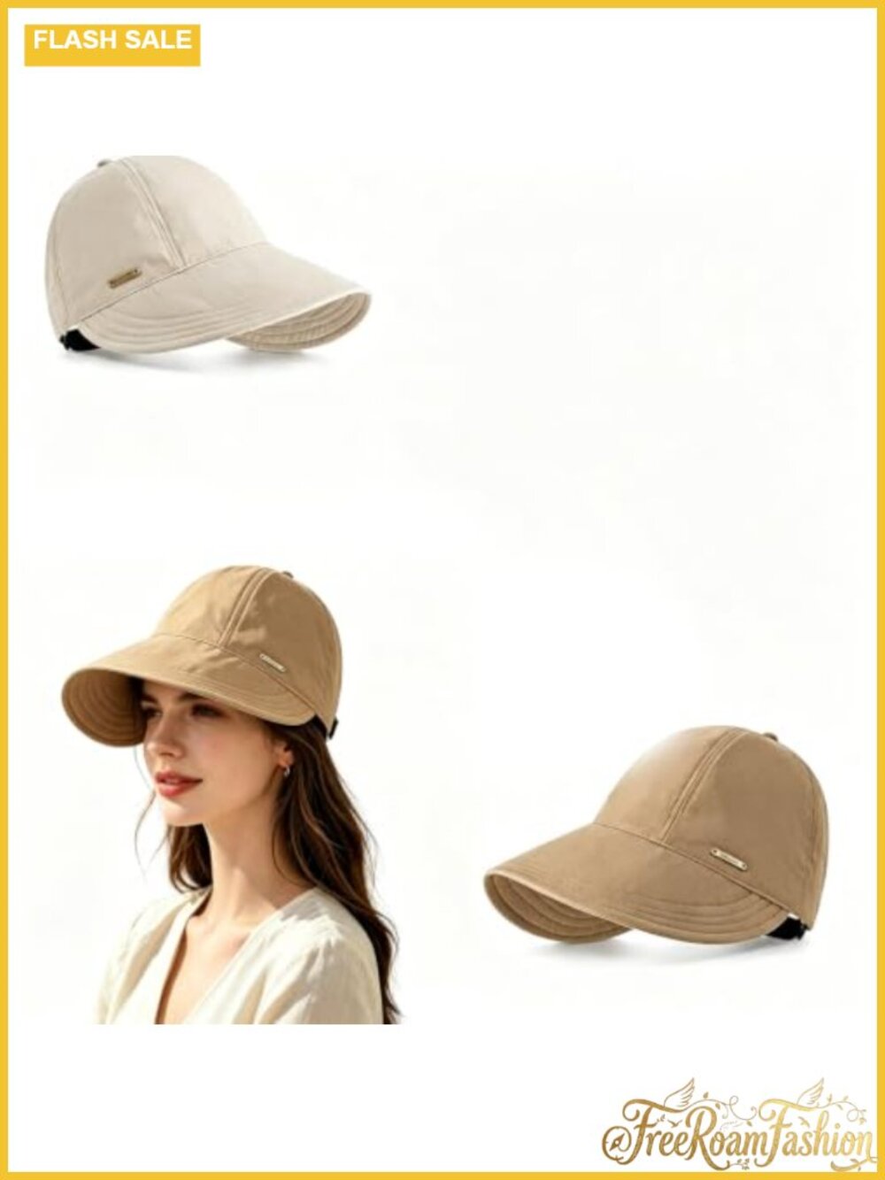 UPF 50+ Wide Brim Ponytail Sun Visor Hat 2-Pack Adjustable Open Top